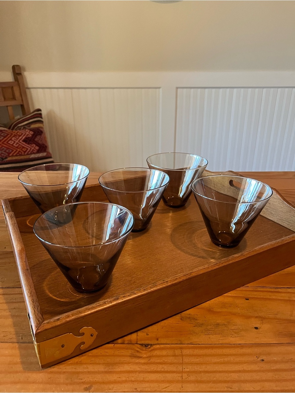 Vintage MCM Libbey Stemless Smokey Martini Glasses - Set of 5